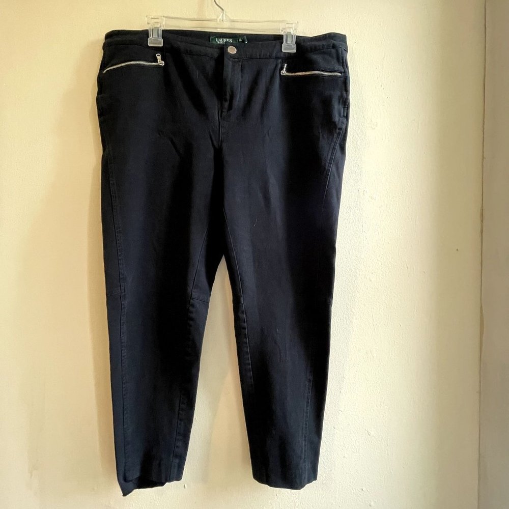Lauren Ralph Lauren Black Stretch Tapered Pants with Zipper Pockets Size 16W